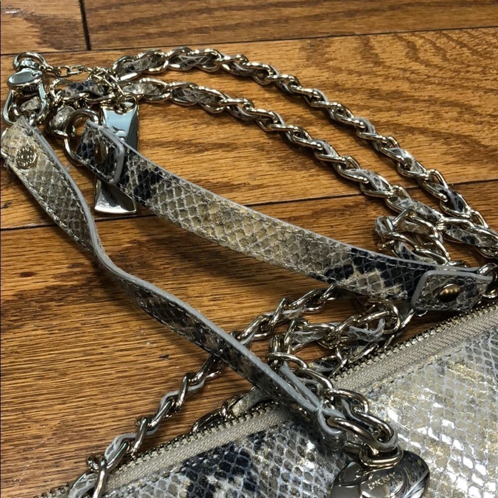 DKNY Large Python Print Leather Crossbody - Picture 4 of 14